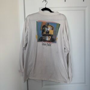 Vintage Union Pacific White Long Sleeve Men's Shirt